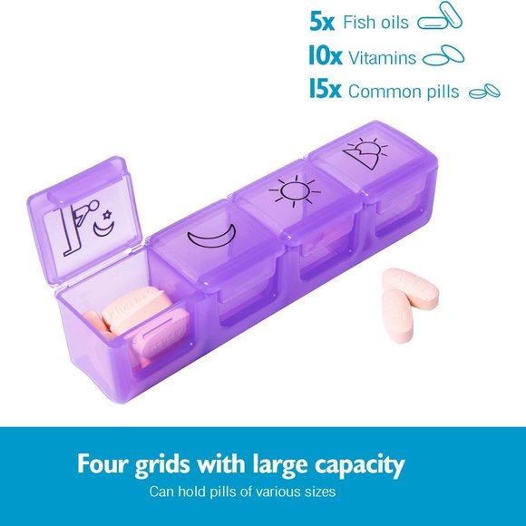 Motech Daily Pill Box 4 Times a Day Medication Pill Organizer, Rainbow 7 Days - Picture 7 of 8